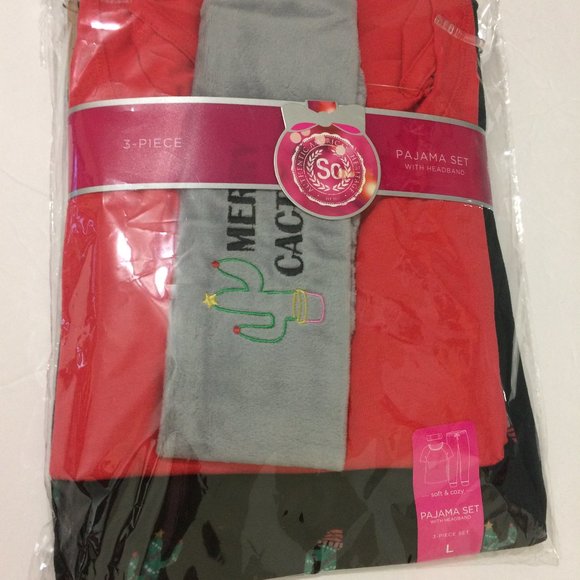 SO Soft & Cozy 3-pc Pajama Set with Headband NWT - Picture 4 of 6